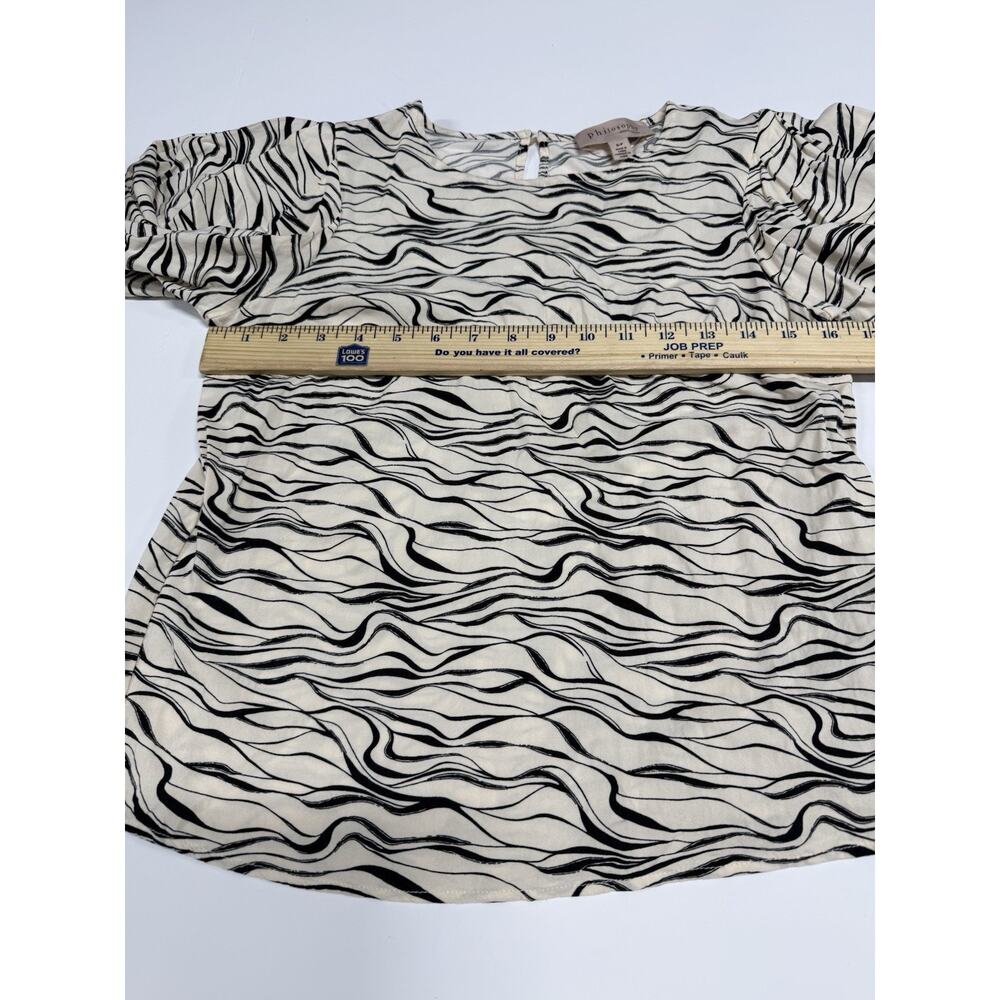 Philosophy Woman White Printed Relaxed Top Blouse Size S/P - Picture 3 of 7